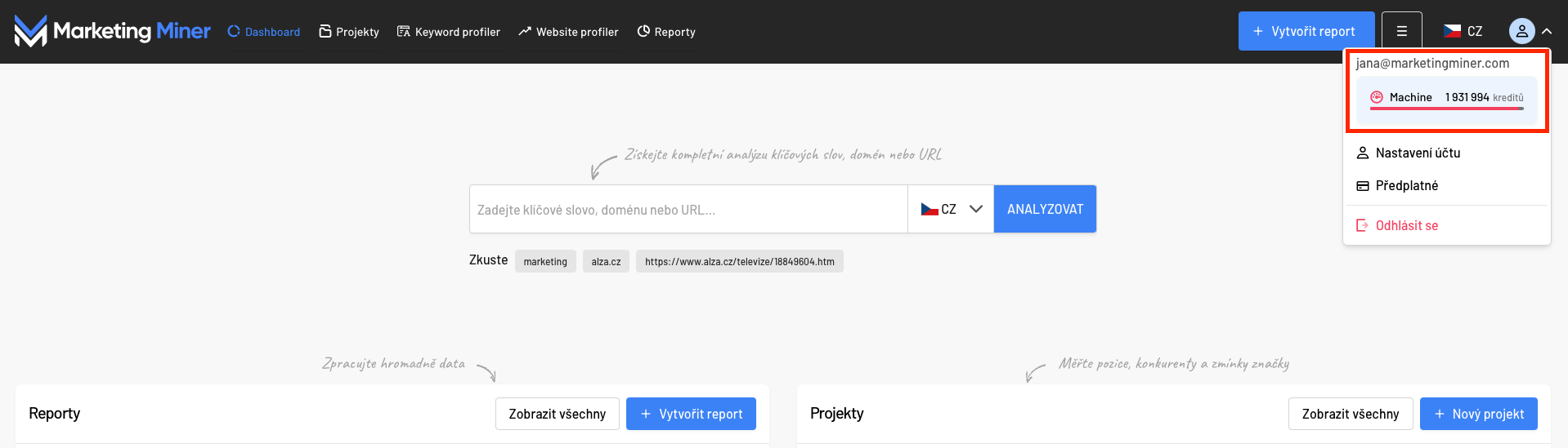 Aktuální stav kreditů