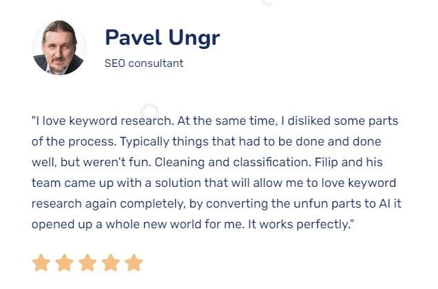 Pavel Ungr Keyword Monkey testimonial